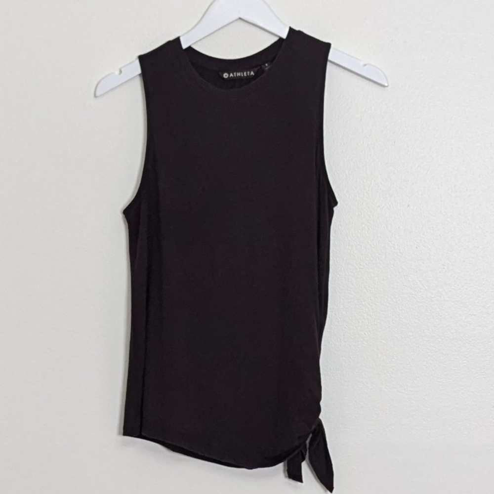 Athleta Tank Small Black Side Tie Yoga